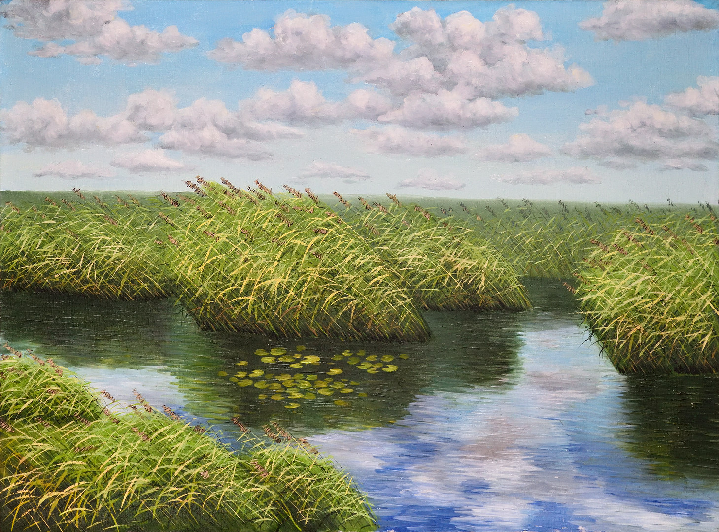 《湿地写生》60x80cm 风景题材 布面油画
